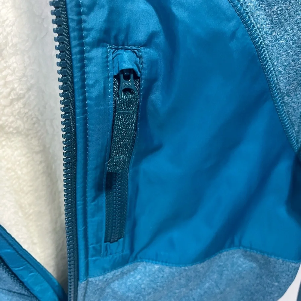 NEW Lands' End Teal sherpa lined Kids Hoodie Jacket Coat with Pockets zip up